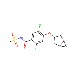 CS(=O)(=O)NC(=O)c1cc(Cl)c(O[C@@H]2C[C@@H]3C[C@@H]3C2)cc1F ZINC000261187615
