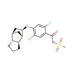 CS(=O)(=O)NC(=O)c1cc(Cl)c(O[C@@H]2C[C@H]3C[C@H]2[C@H]2CCC[C@@H]23)cc1F ZINC000261171848