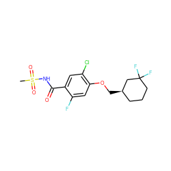CS(=O)(=O)NC(=O)c1cc(Cl)c(OC[C@@H]2CCCC(F)(F)C2)cc1F ZINC000216270239