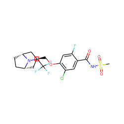 CS(=O)(=O)NC(=O)c1cc(Cl)c(OC[C@H]2C[C@@H]3CC[C@H](C2)N3CC(F)(F)F)cc1F ZINC000261107340