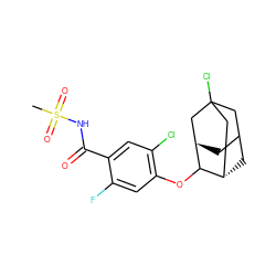 CS(=O)(=O)NC(=O)c1cc(Cl)c(OC2[C@H]3CC4C[C@H]2CC(Cl)(C4)C3)cc1F ZINC000473213496