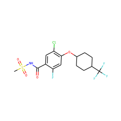 CS(=O)(=O)NC(=O)c1cc(Cl)c(OC2CCC(C(F)(F)F)CC2)cc1F ZINC000206993684
