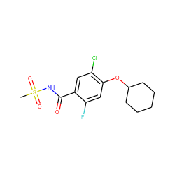 CS(=O)(=O)NC(=O)c1cc(Cl)c(OC2CCCCC2)cc1F ZINC000261124270