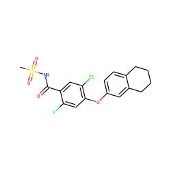 CS(=O)(=O)NC(=O)c1cc(Cl)c(Oc2ccc3c(c2)CCCC3)cc1F ZINC000206980552