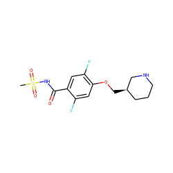 CS(=O)(=O)NC(=O)c1cc(F)c(OC[C@@H]2CCCNC2)cc1F ZINC000207148400