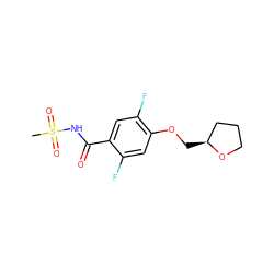 CS(=O)(=O)NC(=O)c1cc(F)c(OC[C@H]2CCCO2)cc1F ZINC000261083700