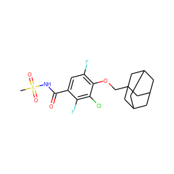 CS(=O)(=O)NC(=O)c1cc(F)c(OCC23CC4CC(CC(C4)C2)C3)c(Cl)c1F ZINC000216269746