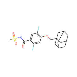 CS(=O)(=O)NC(=O)c1cc(F)c(OCC23CC4CC(CC(C4)C2)C3)cc1F ZINC000261071564