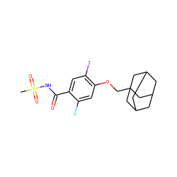 CS(=O)(=O)NC(=O)c1cc(I)c(OCC23CC4CC(CC(C4)C2)C3)cc1F ZINC000217384734