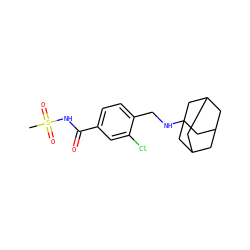 CS(=O)(=O)NC(=O)c1ccc(CNC23CC4CC(CC(C4)C2)C3)c(Cl)c1 ZINC000261134259