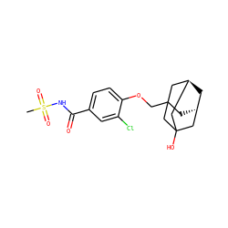 CS(=O)(=O)NC(=O)c1ccc(OCC23C[C@H]4C[C@@H](CC(O)(C4)C2)C3)c(Cl)c1 ZINC000261144445