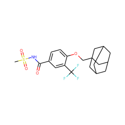 CS(=O)(=O)NC(=O)c1ccc(OCC23CC4CC(CC(C4)C2)C3)c(C(F)(F)F)c1 ZINC000216202222