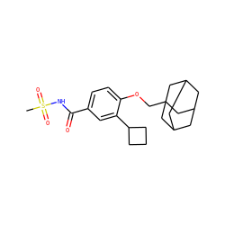 CS(=O)(=O)NC(=O)c1ccc(OCC23CC4CC(CC(C4)C2)C3)c(C2CCC2)c1 ZINC000225198370