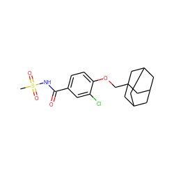 CS(=O)(=O)NC(=O)c1ccc(OCC23CC4CC(CC(C4)C2)C3)c(Cl)c1 ZINC000216198160