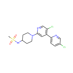 CS(=O)(=O)NC1CCN(c2cc(-c3ccc(Cl)cn3)c(Cl)cn2)CC1 ZINC000142454347