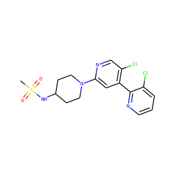 CS(=O)(=O)NC1CCN(c2cc(-c3ncccc3Cl)c(Cl)cn2)CC1 ZINC000142618161