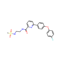 CS(=O)(=O)NCCNC(=O)c1cccc(-c2ccc(Oc3ccc(F)cc3)cc2)n1 ZINC000113663653