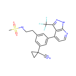 CS(=O)(=O)NCCc1cc(-c2ccnc3[nH]nc(C(F)(F)F)c23)cc(C2(C#N)CC2)c1 ZINC000299838205