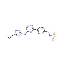 CS(=O)(=O)NCc1ccc(-c2nccc(Nc3cc(C4CC4)[nH]n3)n2)cc1 ZINC000084634104