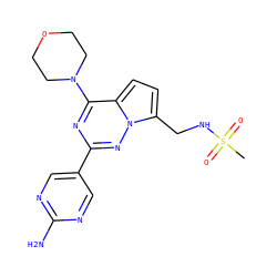 CS(=O)(=O)NCc1ccc2c(N3CCOCC3)nc(-c3cnc(N)nc3)nn12 ZINC000474603505
