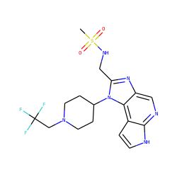 CS(=O)(=O)NCc1nc2cnc3[nH]ccc3c2n1C1CCN(CC(F)(F)F)CC1 ZINC000095561336