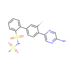 CS(=O)(=O)NS(=O)(=O)c1ccccc1-c1ccc(-c2cnc(N)cn2)c(F)c1 ZINC000224785928