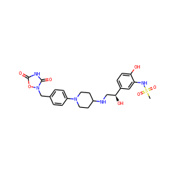 CS(=O)(=O)Nc1cc([C@@H](O)CNC2CCN(c3ccc(Cn4oc(=O)[nH]c4=O)cc3)CC2)ccc1O ZINC000028109021