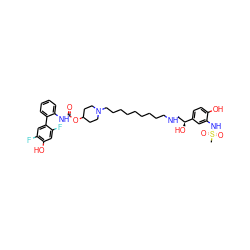 CS(=O)(=O)Nc1cc([C@@H](O)CNCCCCCCCCCN2CCC(OC(=O)Nc3ccccc3-c3cc(F)c(O)cc3F)CC2)ccc1O ZINC000169321652