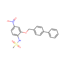 CS(=O)(=O)Nc1ccc([N+](=O)[O-])cc1OCc1ccc(-c2ccccc2)cc1 ZINC000035324016