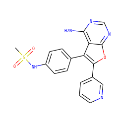 CS(=O)(=O)Nc1ccc(-c2c(-c3cccnc3)oc3ncnc(N)c23)cc1 ZINC000029129049