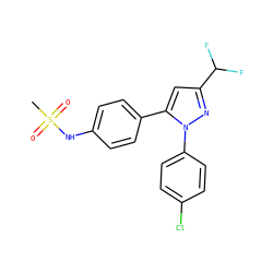 CS(=O)(=O)Nc1ccc(-c2cc(C(F)F)nn2-c2ccc(Cl)cc2)cc1 ZINC000029398637