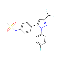 CS(=O)(=O)Nc1ccc(-c2cc(C(F)F)nn2-c2ccc(F)cc2)cc1 ZINC000029409528