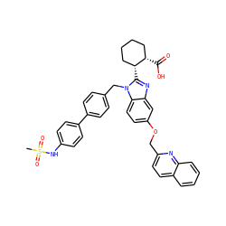 CS(=O)(=O)Nc1ccc(-c2ccc(Cn3c([C@@H]4CCCC[C@@H]4C(=O)O)nc4cc(OCc5ccc6ccccc6n5)ccc43)cc2)cc1 ZINC000220525149