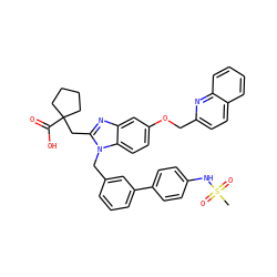 CS(=O)(=O)Nc1ccc(-c2cccc(Cn3c(CC4(C(=O)O)CCCC4)nc4cc(OCc5ccc6ccccc6n5)ccc43)c2)cc1 ZINC000219248110