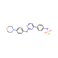CS(=O)(=O)Nc1ccc(-c2ccnc(Nc3ccc(N4CCOCC4)cc3)n2)cc1 ZINC000049125910