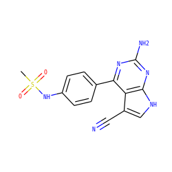 CS(=O)(=O)Nc1ccc(-c2nc(N)nc3[nH]cc(C#N)c23)cc1 ZINC001772652765