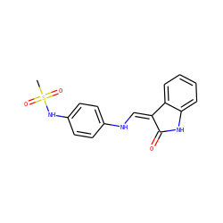 CS(=O)(=O)Nc1ccc(N/C=C2\C(=O)Nc3ccccc32)cc1 ZINC000028091430