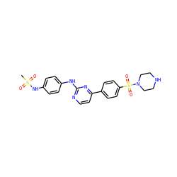 CS(=O)(=O)Nc1ccc(Nc2nccc(-c3ccc(S(=O)(=O)N4CCNCC4)cc3)n2)cc1 ZINC000013588921
