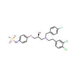 CS(=O)(=O)Nc1ccc(OC[C@@H](O)CN(CCc2ccc(Cl)c(Cl)c2)Cc2ccc(F)cc2)cc1 ZINC000049881437