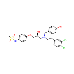 CS(=O)(=O)Nc1ccc(OC[C@@H](O)CN(CCc2ccc(Cl)c(Cl)c2)Cc2ccc(O)cc2)cc1 ZINC000042891139