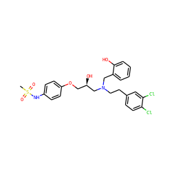 CS(=O)(=O)Nc1ccc(OC[C@@H](O)CN(CCc2ccc(Cl)c(Cl)c2)Cc2ccccc2O)cc1 ZINC000049881591