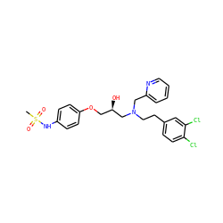 CS(=O)(=O)Nc1ccc(OC[C@@H](O)CN(CCc2ccc(Cl)c(Cl)c2)Cc2ccccn2)cc1 ZINC000040957443