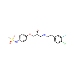 CS(=O)(=O)Nc1ccc(OC[C@@H](O)CNCCc2ccc(Cl)c(F)c2)cc1 ZINC000040955406