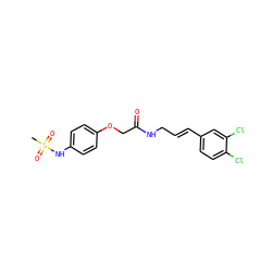 CS(=O)(=O)Nc1ccc(OCC(=O)NC/C=C/c2ccc(Cl)c(Cl)c2)cc1 ZINC000045353452