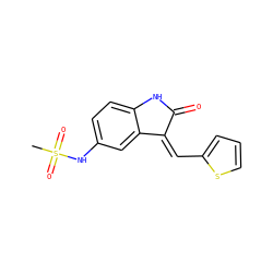 CS(=O)(=O)Nc1ccc2c(c1)/C(=C/c1cccs1)C(=O)N2 ZINC000653767965
