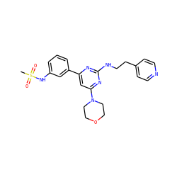 CS(=O)(=O)Nc1cccc(-c2cc(N3CCOCC3)nc(NCCc3ccncc3)n2)c1 ZINC000066260229