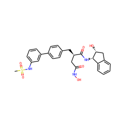 CS(=O)(=O)Nc1cccc(-c2ccc(C[C@H](CC(=O)NO)C(=O)N[C@H]3c4ccccc4C[C@H]3O)cc2)c1 ZINC000013436340