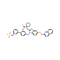 CS(=O)(=O)Nc1cccc(-c2ccc(Cn3c(CC4(C(=O)O)CCCC4)nc4cc(OCc5ccc6ccccc6n5)ccc43)cc2)c1 ZINC000226098900