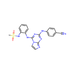 CS(=O)(=O)Nc1ccccc1Nc1nc(Nc2ccc(C#N)cc2)nc2nccn12 ZINC000299863863
