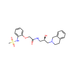 CS(=O)(=O)Nc1ccccc1OCC(=O)NC[C@@H](O)CN1CCc2ccccc2C1 ZINC001772629732